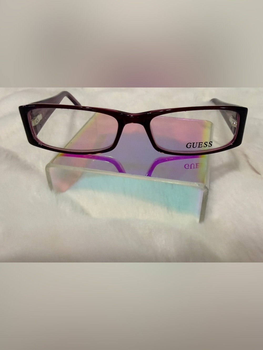 Guess Rectangular Burgundy Frame Glasses